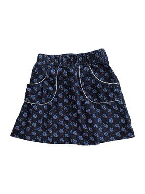 Girls Navy Floral Pocket Skirt